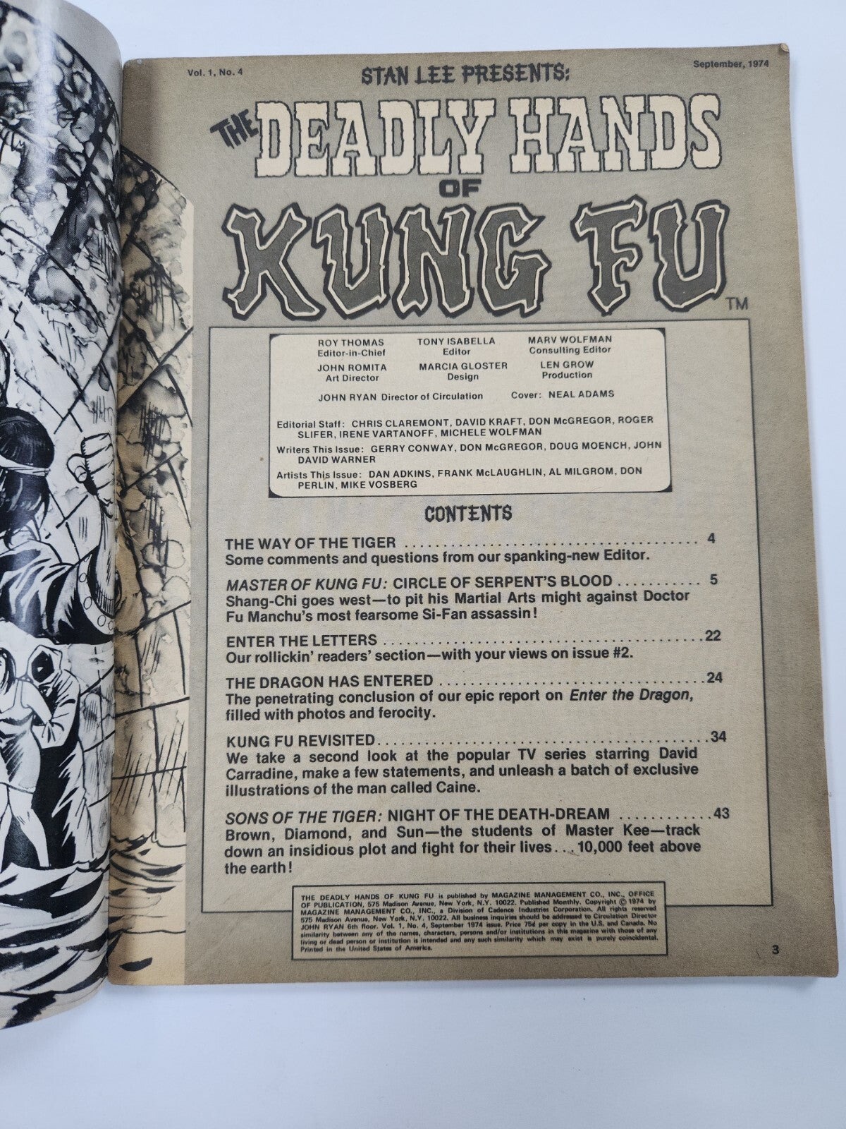 The Deadly Hands of Kung Fu #4 Marvel Comics (Sep, 1974) 4.0 4.5 Carradine Adams
