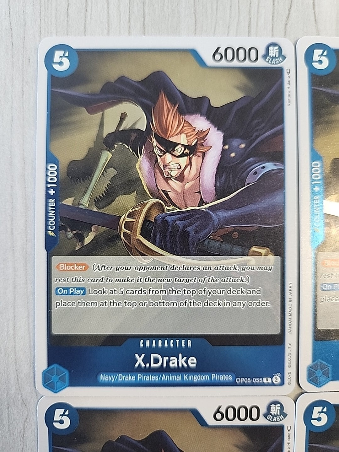 One Piece CCG Awakening of the New Era  X Drake OP05-055 Foil Rare x4 Play Set