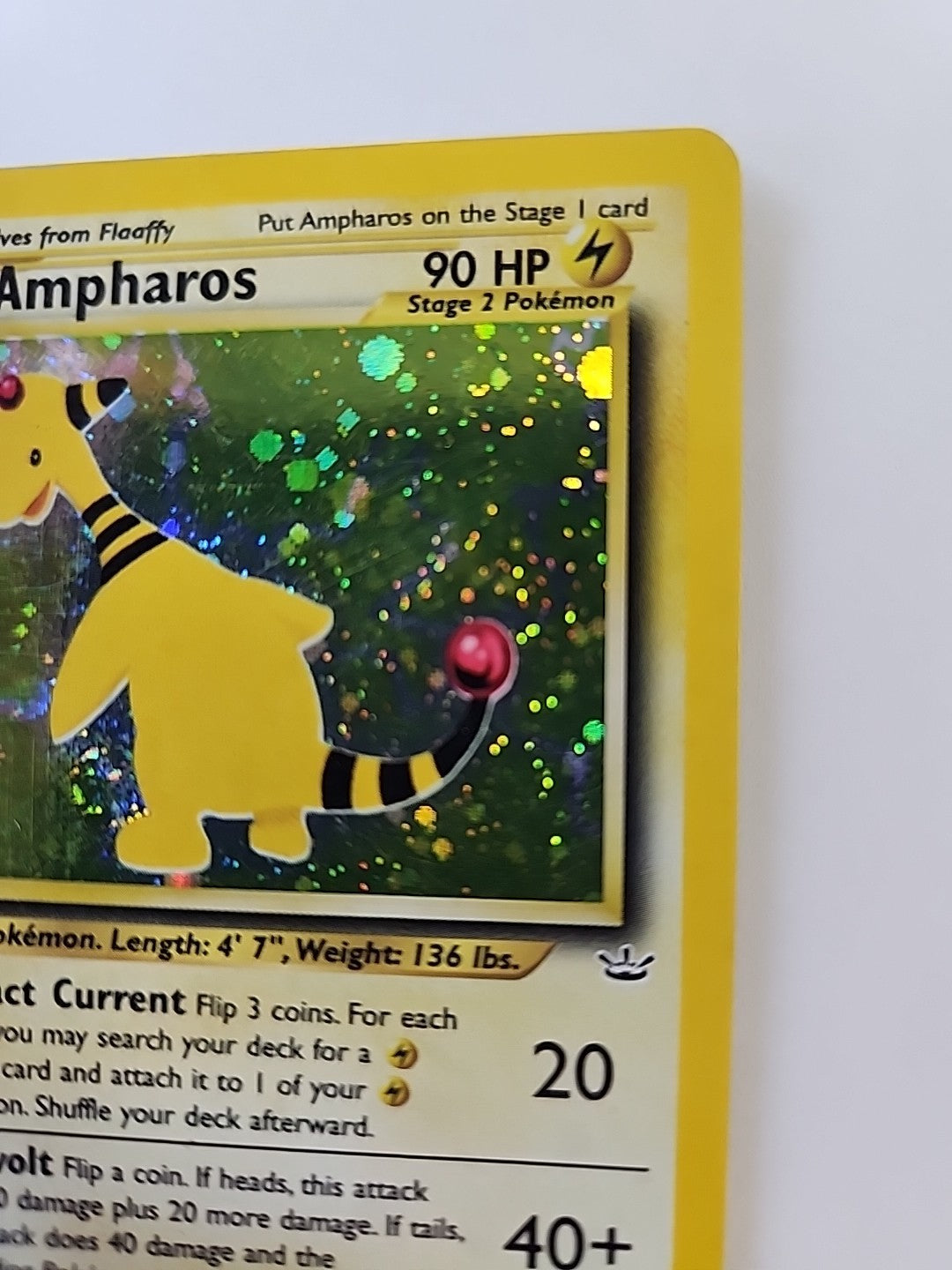 Pokemon Ampharos Card Neo Revelation 1/64 Holo Rare SWIRL Pokémon MP