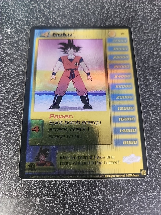 Goku P1 Saiyan Saga Gold Foil Holo Limited Promo Vintage Rare DBZ Score