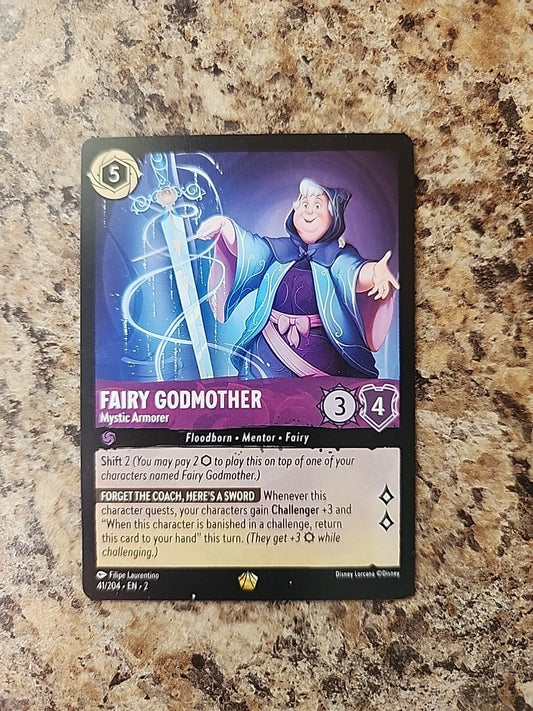 Disney Lorcana Fairy Godmother Mystic Armorer 41/204 Non Foil Legendary