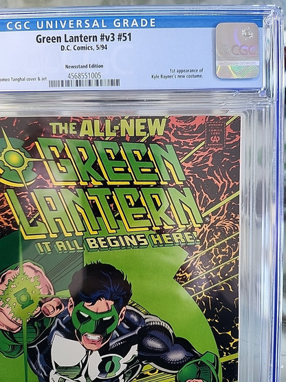 Green Lantern V3 #51 CGC 9.8 WP Newsstand 1st Kyle Rayner's New Costume 