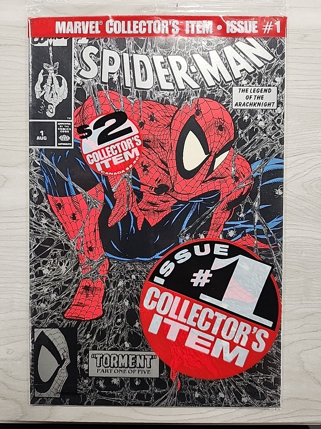 Spider-Man #1 Marvel 1990 Todd McFarlane Silver No Price Variant Sealed Polybag