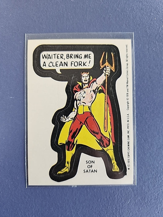 1976 TOPPS MARVEL SUPER HEROES STICKER SON OF SATAN Damien Hellstrom