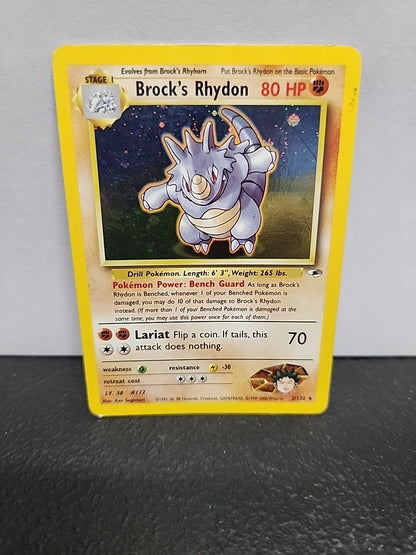 Pokémon TCG Brock's Rhydon Gym Heroes 2/132 Holo Unlimited Rare Vintage HP