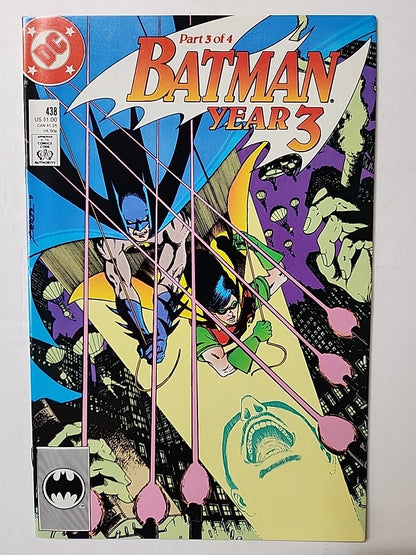 Batman Year Three Part 1-4 (436, 437, 438, 439) Full Run Complete Set DC 1989 VF