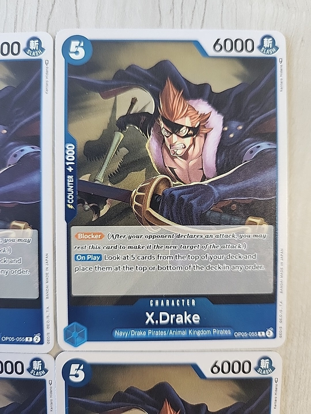 One Piece CCG Awakening of the New Era  X Drake OP05-055 Foil Rare x4 Play Set
