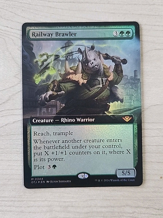 MTG Railway Brawler Foil (EXTENDED ART) Outlaws Of Thunder Junction Mythic 344