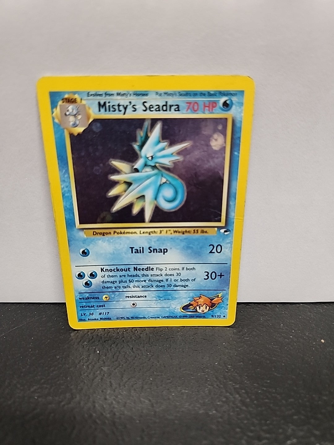 Pokémon TCG Misty's Seadra Gym Heroes 9/132 Unlimited Holo Rare (HP) (Creased)