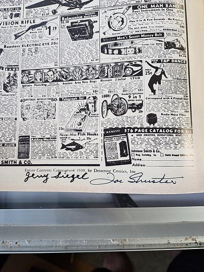 Superman Oversized Replica C-61 Signed Siegel & Shuster COA 1:250 Rare See Pics