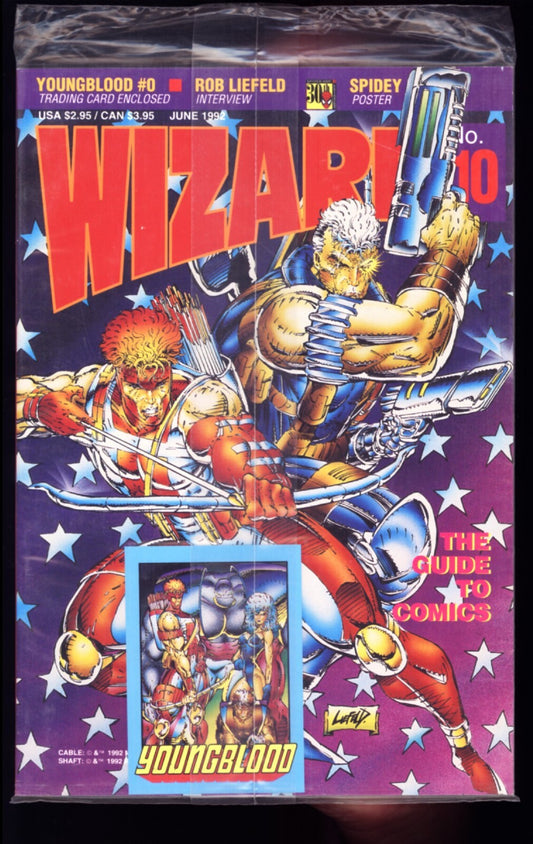WIZARD MAGAZINE #10  SEALED! HIGH GRADE! LIEFELD CABLE & YOUNGBLOOD COVER!