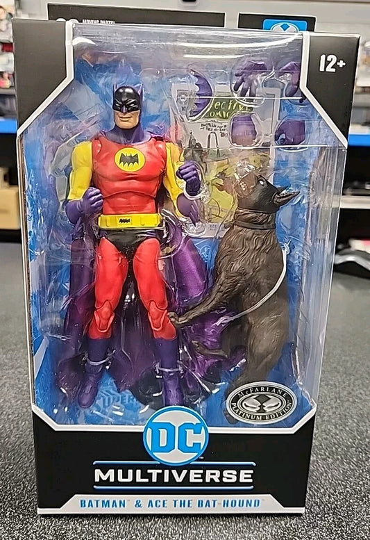 NEW McFarlane DC Multiverse Batman & Ace The Bat-Hound Platinum Chase Figure 