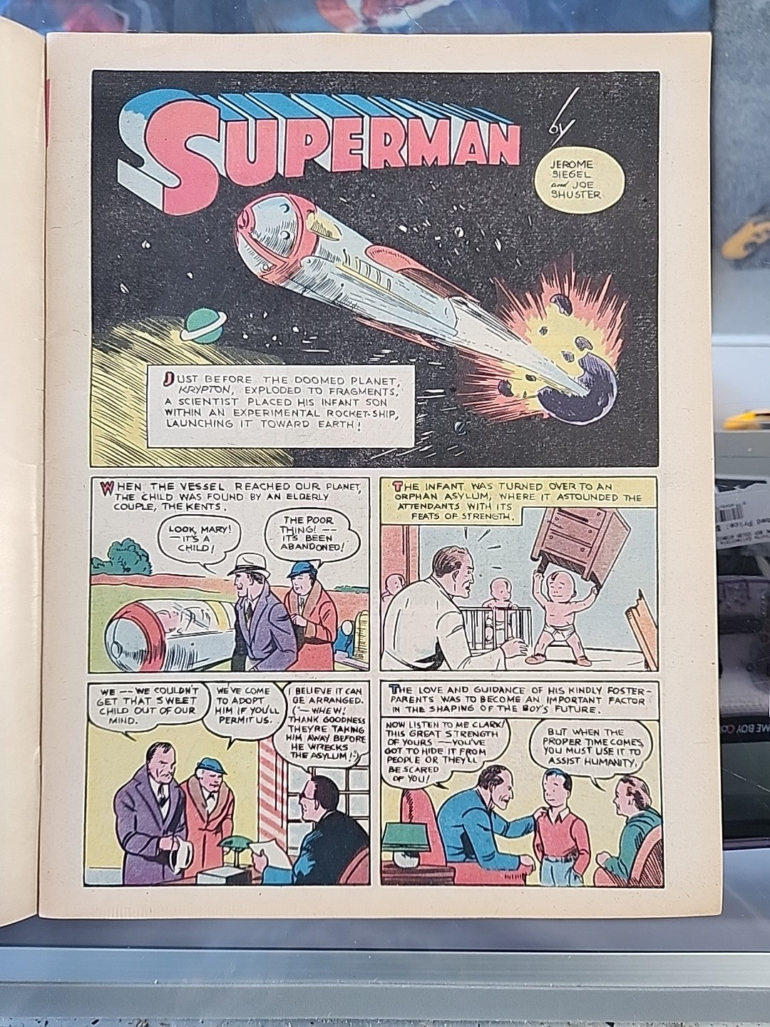 Superman Oversized Replica C-61 Signed Siegel & Shuster COA 1:250 Rare See Pics