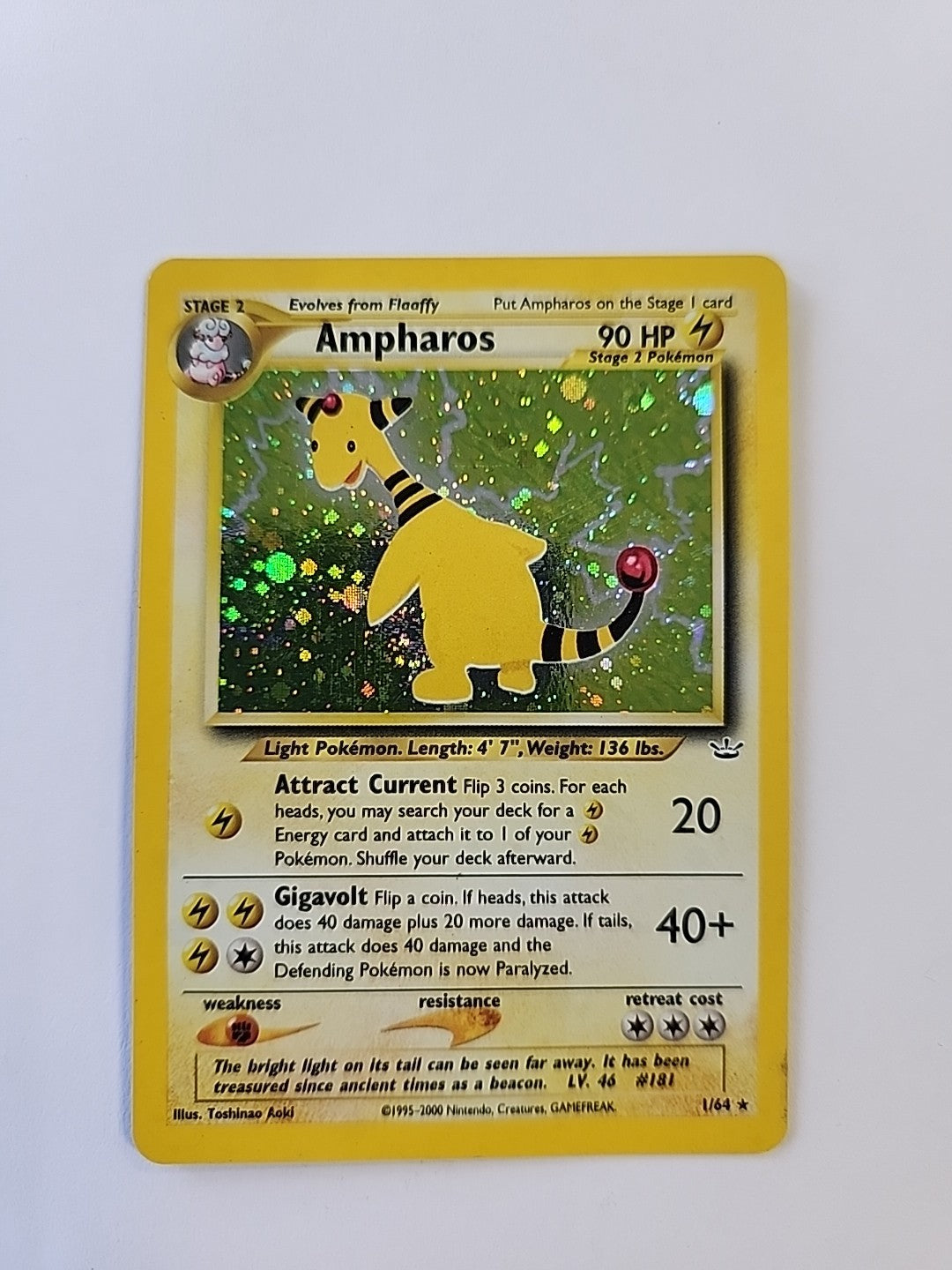 Pokemon Ampharos Card Neo Revelation 1/64 Holo Rare SWIRL Pokémon MP