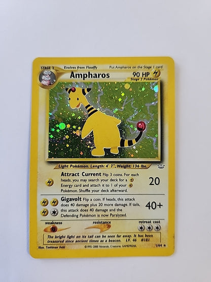Pokemon Ampharos Card Neo Revelation 1/64 Holo Rare SWIRL Pokémon MP