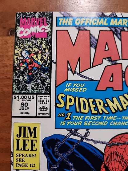 MARVEL AGE #90 (Marvel, 1990) Jim Lee McFarlane Spider-Man Cover VF/NM