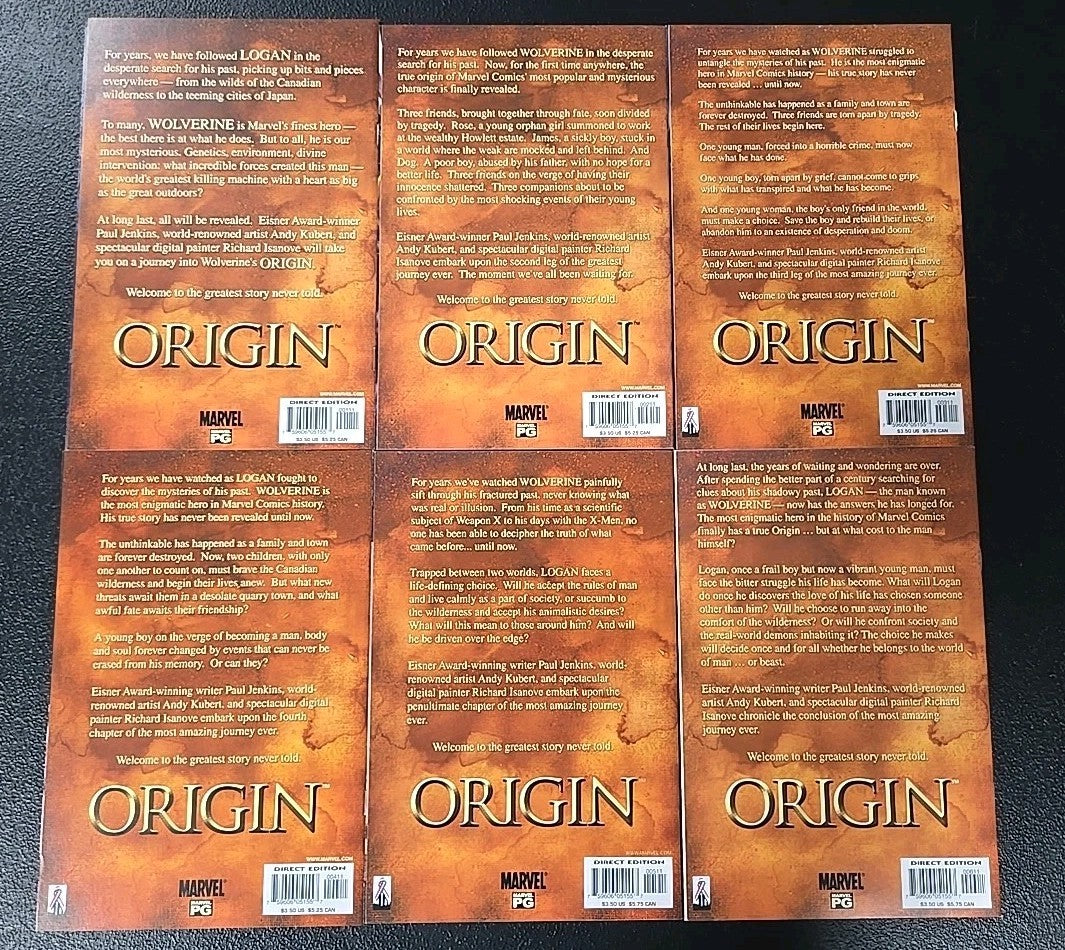 Wolverine: Origin #1-6 Set Marvel Comics 2001 Complete Series *VF-NM*
