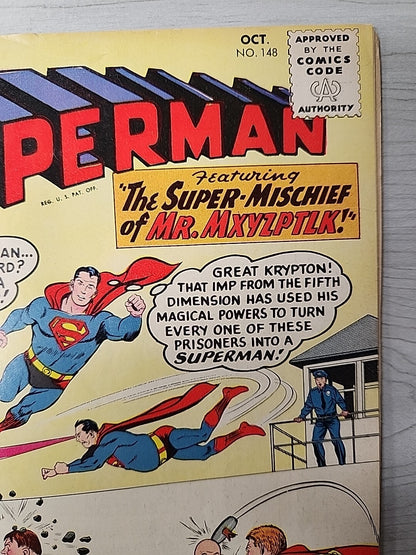 SUPERMAN No. 148 Super Mischief of Mr. Mxyzptlk Silver Age 1961 DC Comics VG