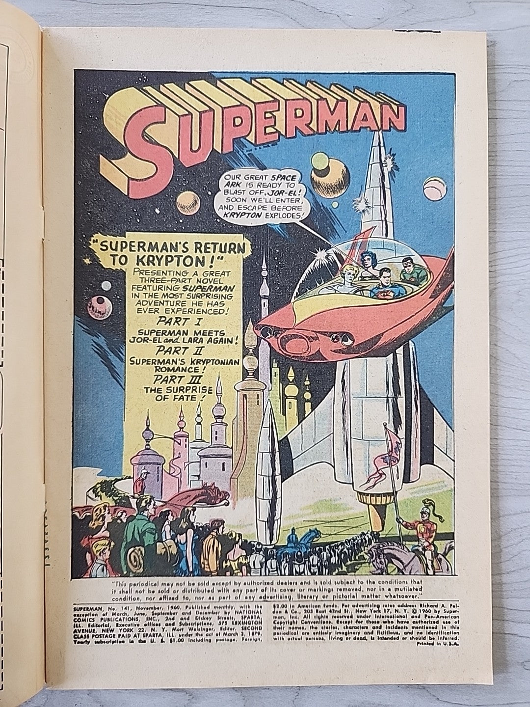 Superman #141 VG/VG+ Superman's Return To Krypton DC Comics 1960