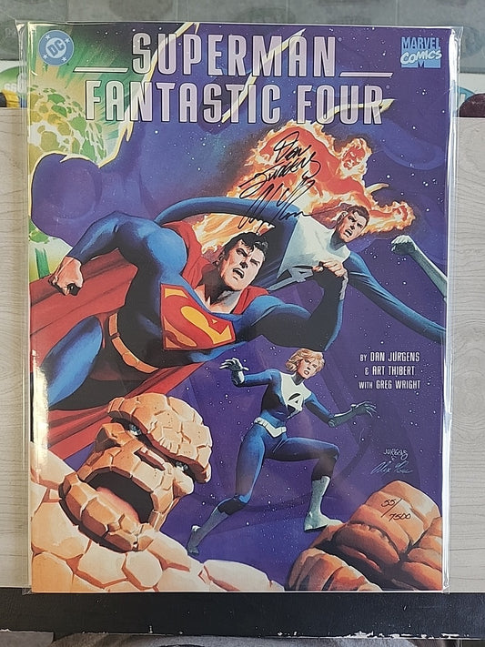 Superman / Fantastic Four Treasury Comic Signed Alex Ross & Dan Jurgens COA 1999