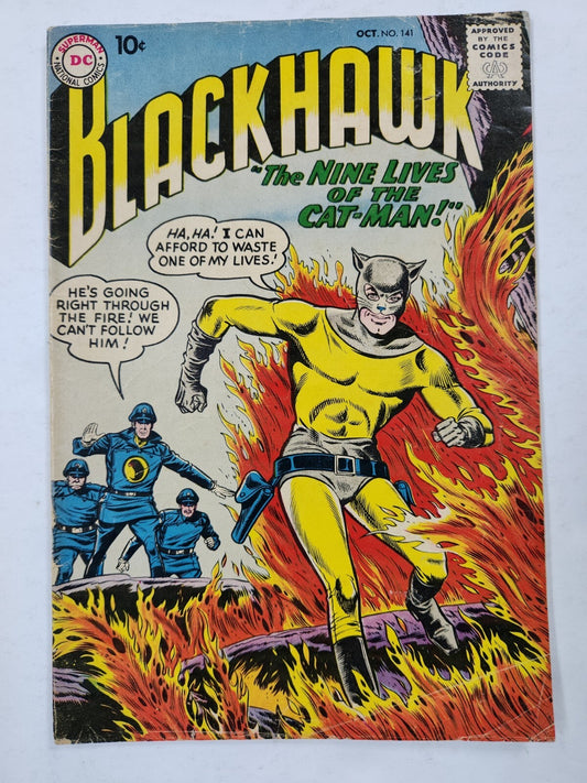 Blackhawk #141, 1st Silver Age Cat-Man, VG- 3.5 OWW Pages