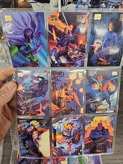 1994 Marvel Masterpieces Base Set Powerblast Silver Holofoil  Plus Signature 293