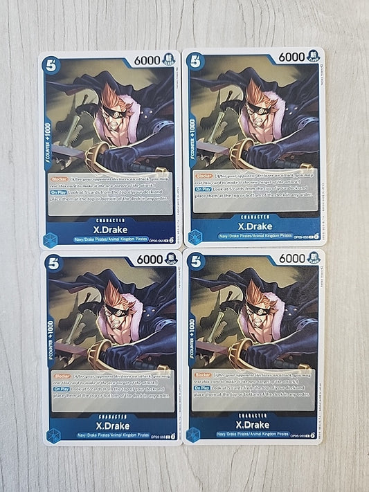 One Piece CCG Awakening of the New Era  X Drake OP05-055 Foil Rare x4 Play Set