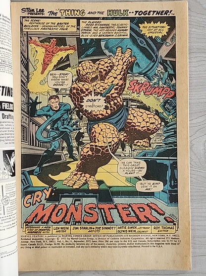 Marvel Feature 11  Thing vs. Hulk Marvel Comics 1973 Bronze Age Key 1st Solo App