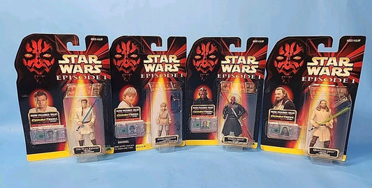 Lot Of 4: Star Wars Episode I Figures Darth Maul Obi-Wan Anakin Qui-Gon