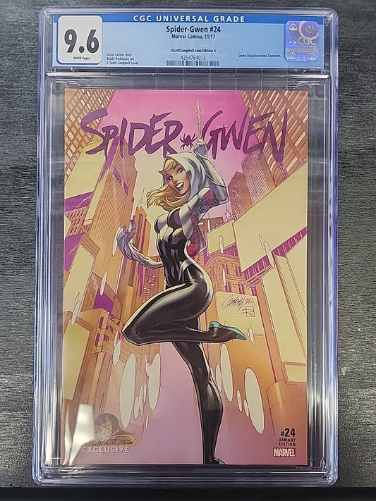 Spider Gwen #24 J. Scott Campbell Variant A  CGC 9.6 White Pages Exclusive