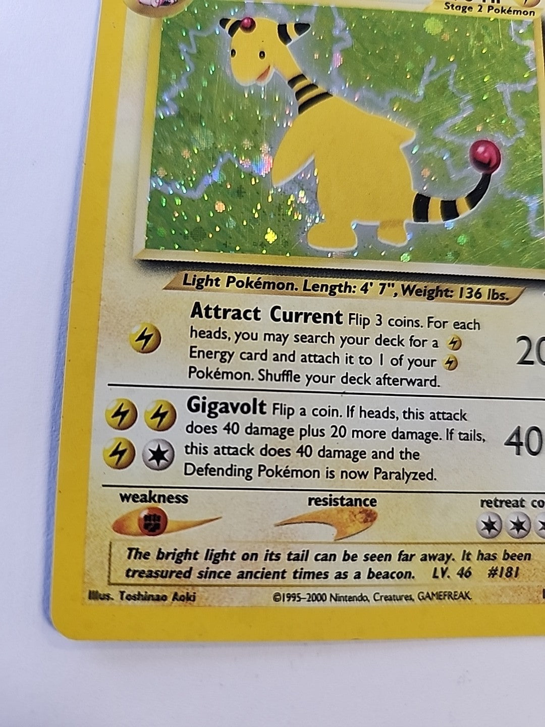 Pokemon Ampharos Card Neo Revelation 1/64 Holo Rare SWIRL Pokémon MP