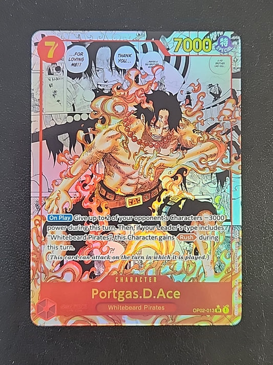 One Piece Portgas.D.Ace OP02-013 Parallel Manga Rare Alt Art English - NM/M