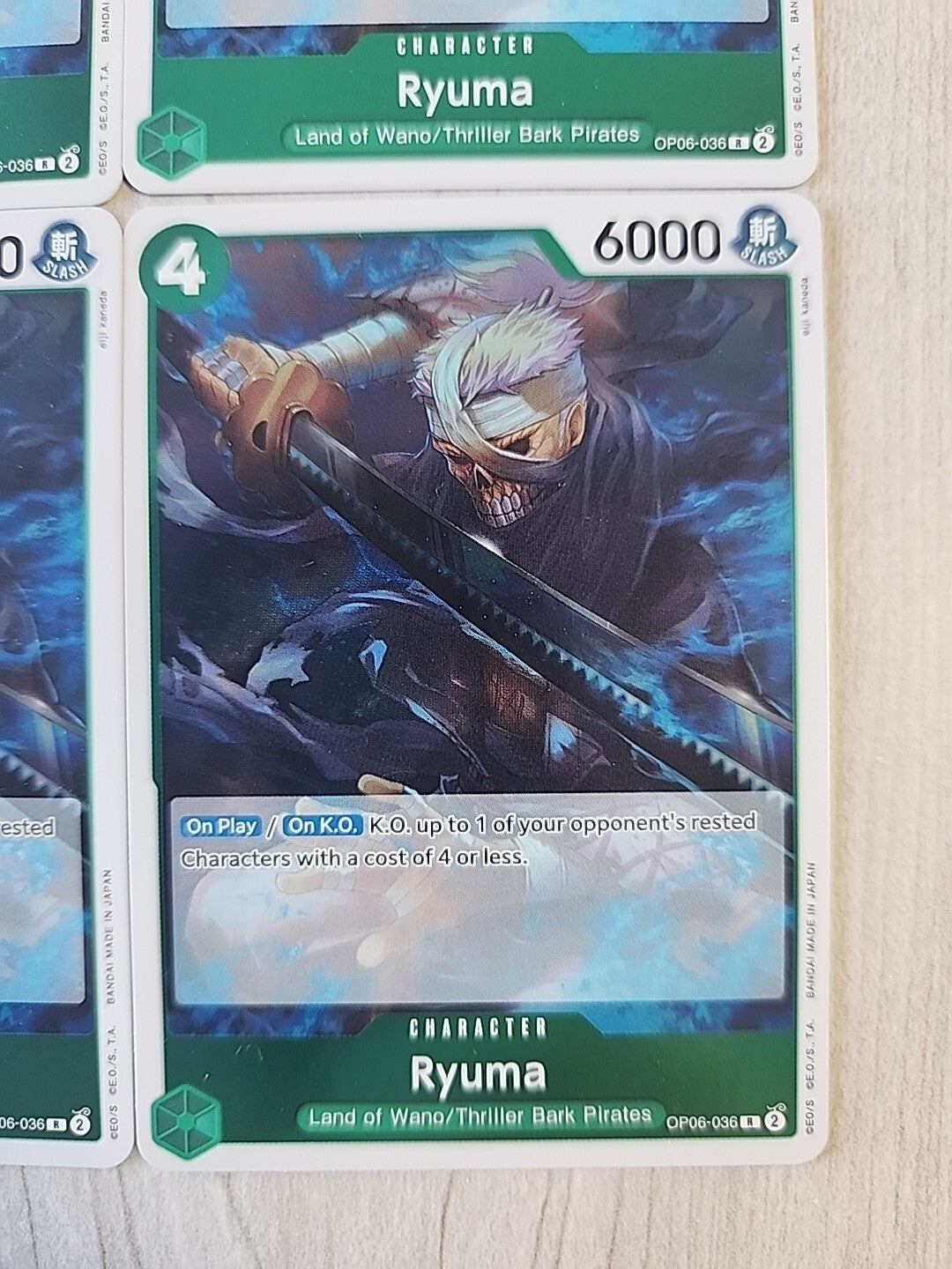 Ryuma One Piece CCG Wings of the Captain Set NM English OP06-036 Playset x4