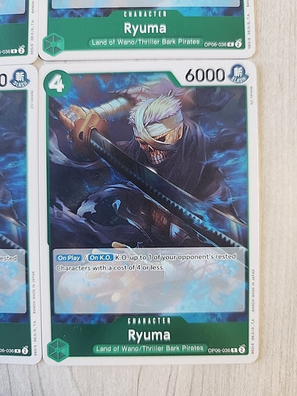Ryuma One Piece CCG Wings of the Captain Set NM English OP06-036 Playset x4