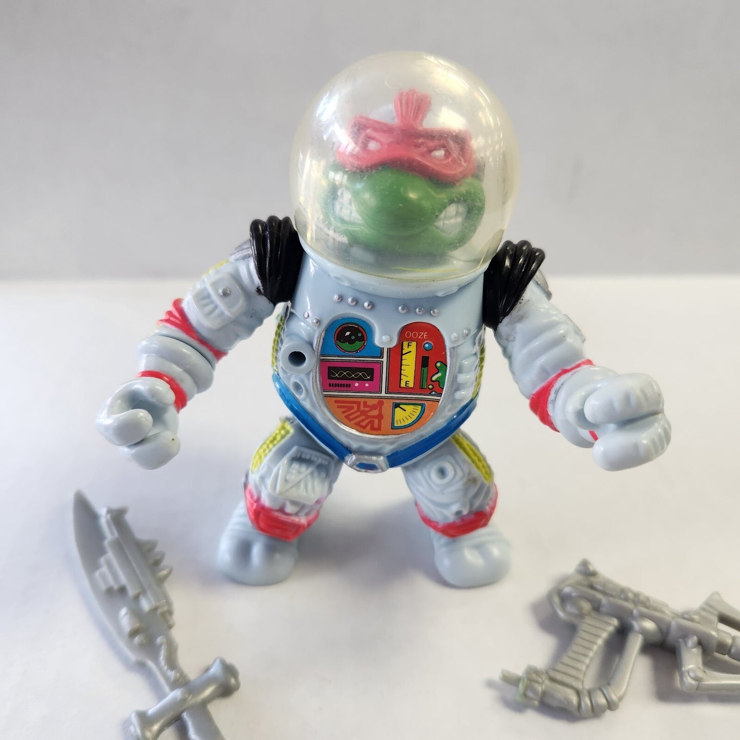 TMNT Raph Space Cadet Astronaut Action Figure 1990 Playmates w/ Helmet & Weapons
