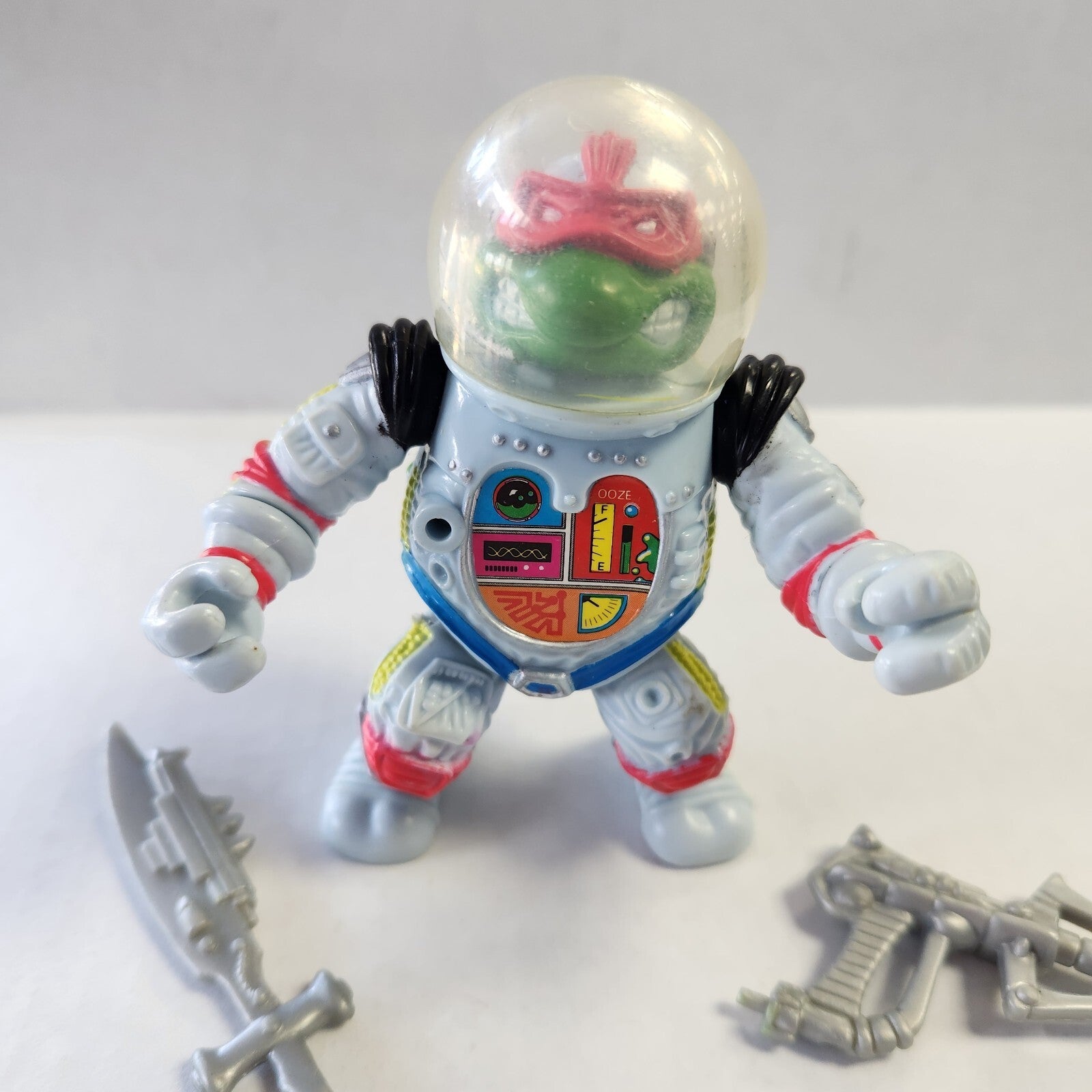 TMNT Raph Space Cadet Astronaut Action Figure 1990 Playmates w/ Helmet & Weapons
