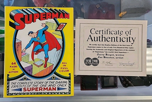 Superman Oversized Replica C-61 Signed Siegel & Shuster COA 1:250 Rare See Pics