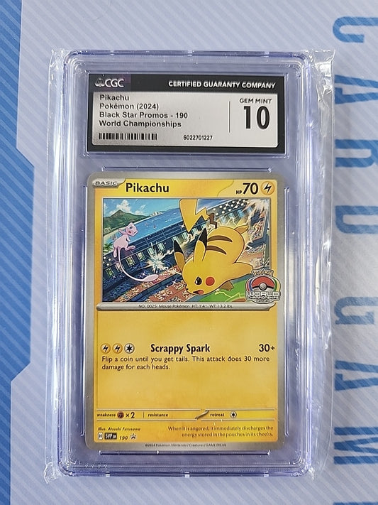 2024 POKEMON SVP EN-SV BLACK STAR PROMO WORLD CHAMPIONSHIPS #190 PIKACHU CGC 10