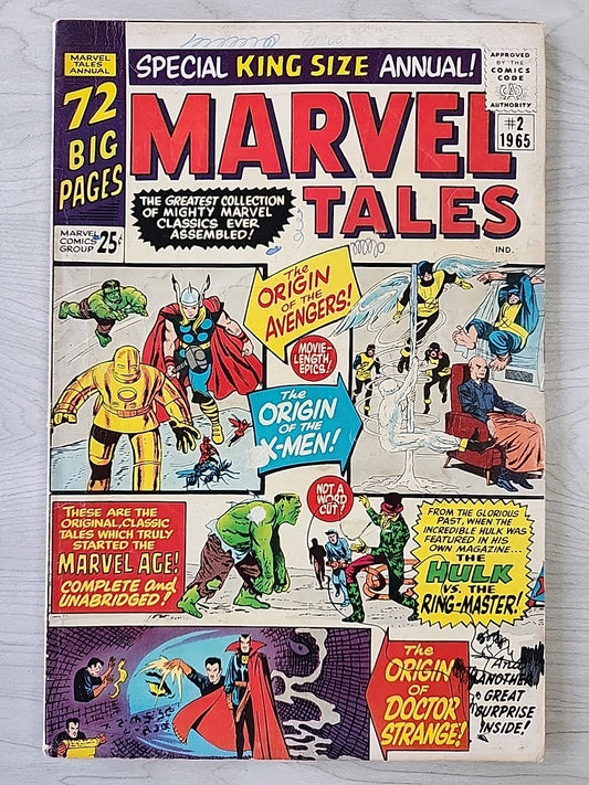 Marvel Tales King-Size Annual 2 G/VG Origins of X-Men Avengers Dr Strange 1965