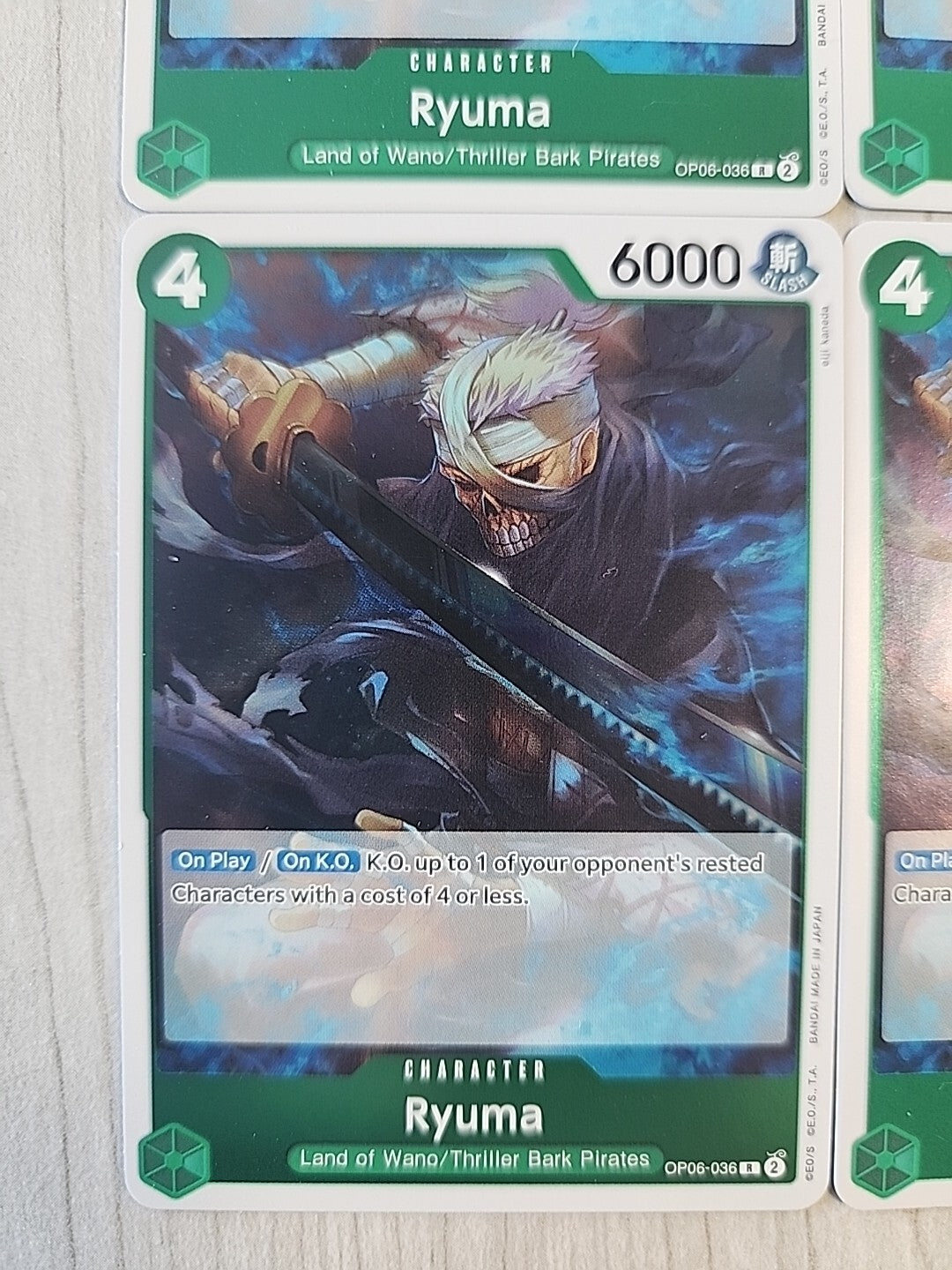 Ryuma One Piece CCG Wings of the Captain Set NM English OP06-036 Playset x4