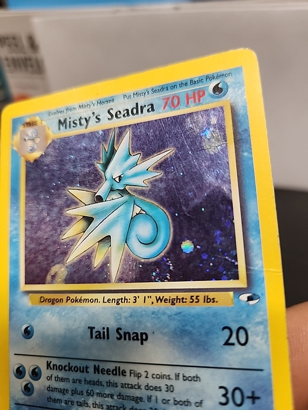 Pokémon TCG Misty's Seadra Gym Heroes 9/132 Unlimited Holo Rare (HP) (Creased)
