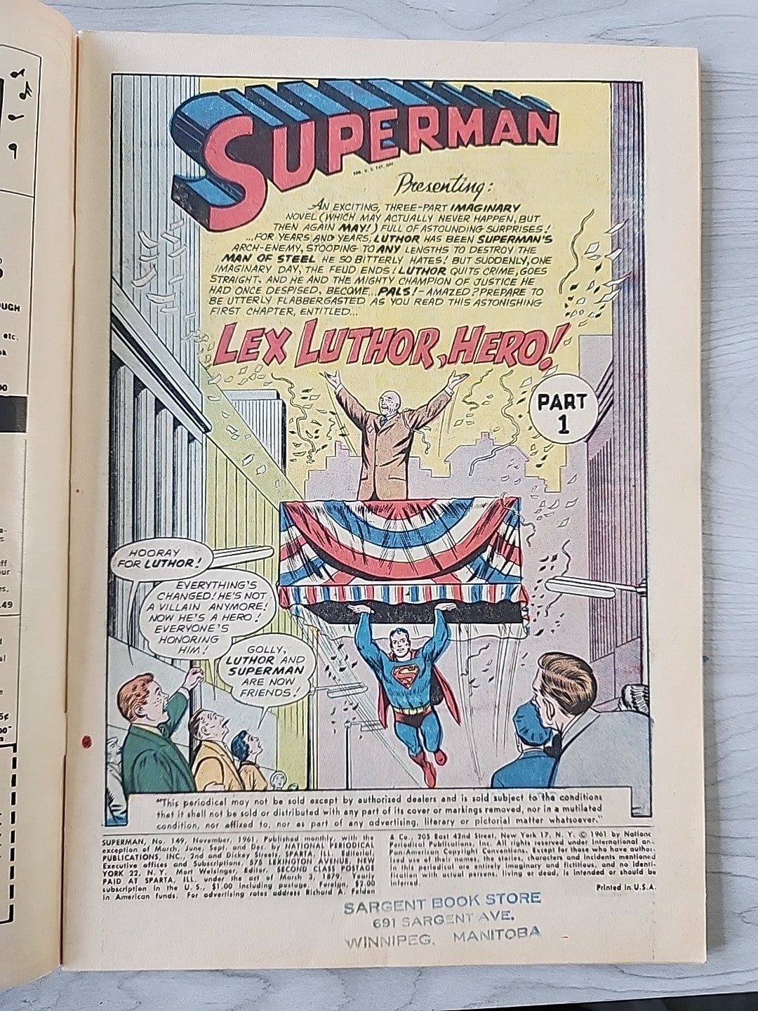 Superman 149 VG Lex Luthor, Supergirl! Jerry Siegel, Curt Swan 1961 DC Comics