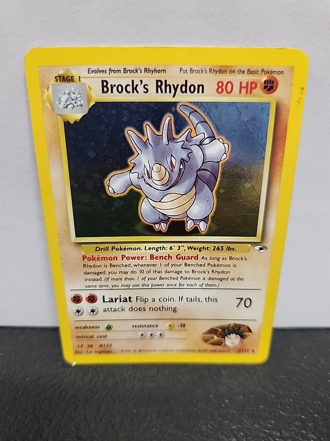 Pokémon TCG Brock's Rhydon Gym Heroes 2/132 Holo Unlimited Rare Vintage HP