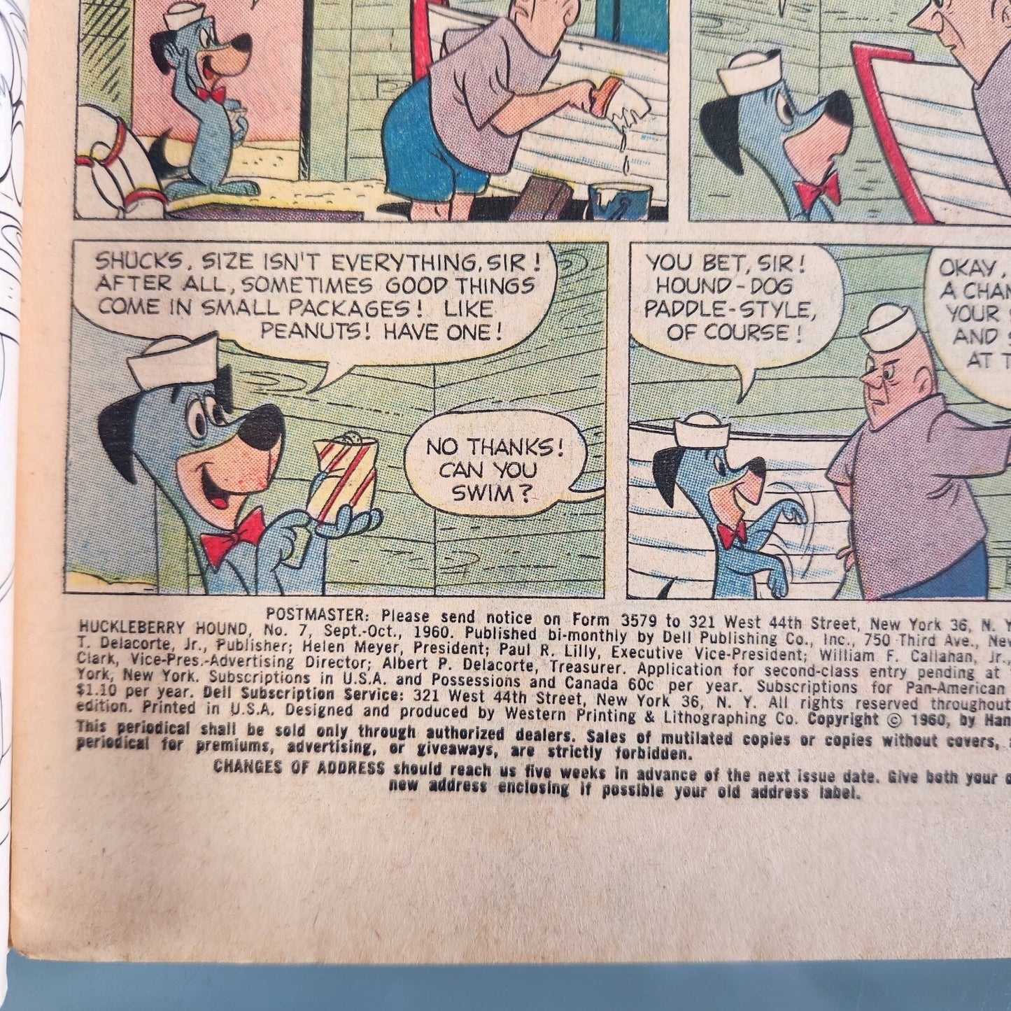 Huckleberry Hound 7, Yogi Bear cover. 10 cent Silver Age Lower Gold Key 1960