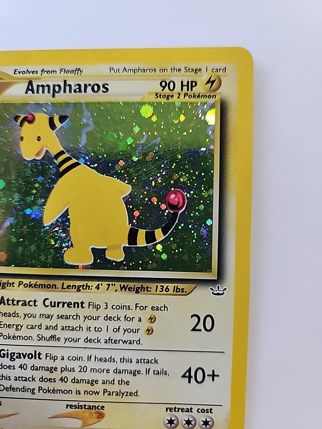 Pokemon Ampharos Card Neo Revelation 1/64 Holo Rare SWIRL Pokémon MP