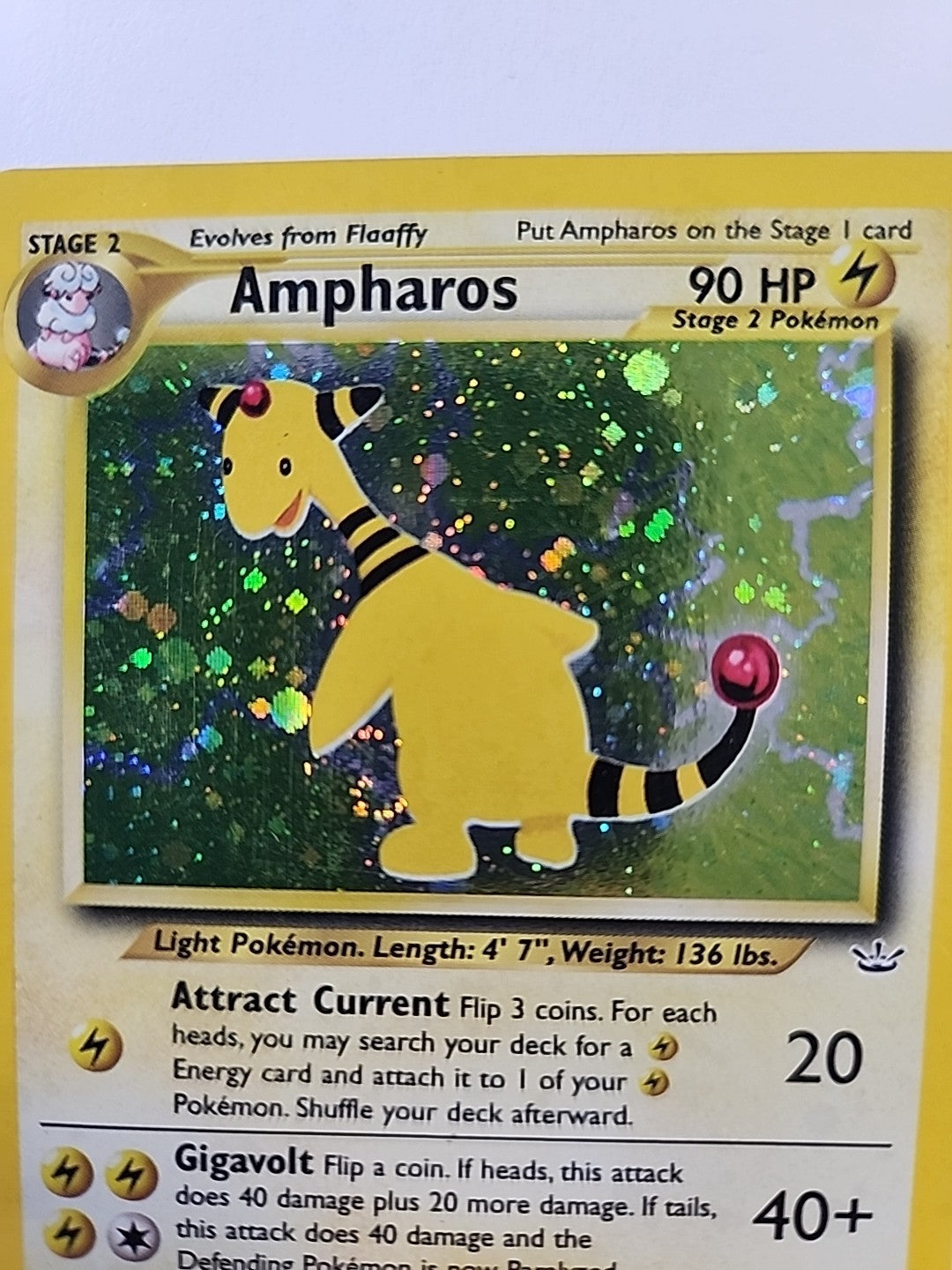 Pokemon Ampharos Card Neo Revelation 1/64 Holo Rare SWIRL Pokémon MP
