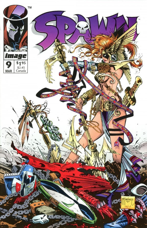 Spawn (1992) #09 VF/NM 1st Angela, 1st Medieval Spawn Wonder Woman #72 Homage Cover