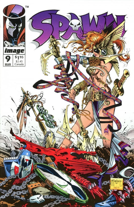 Spawn (1992) #09 VF/NM 1st Angela, 1st Medieval Spawn Wonder Woman #72 Homage Cover