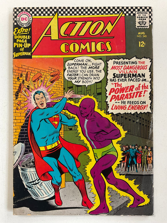 Action Comics (1938) #340 VG+ 1st appearance of Parasite, Pin-up intact