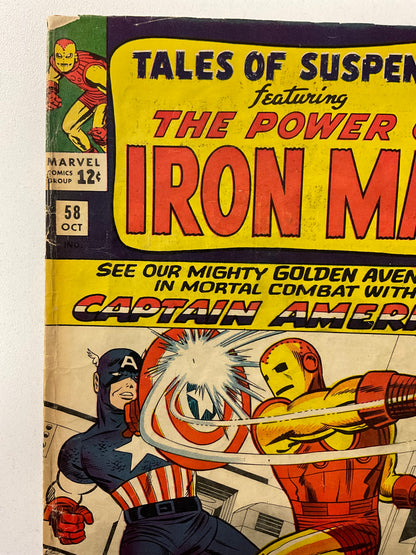 Tales of Suspense (1958) #58 VG- Classic Battle Cap vs Iron Man, 2nd Kraven the Hunter